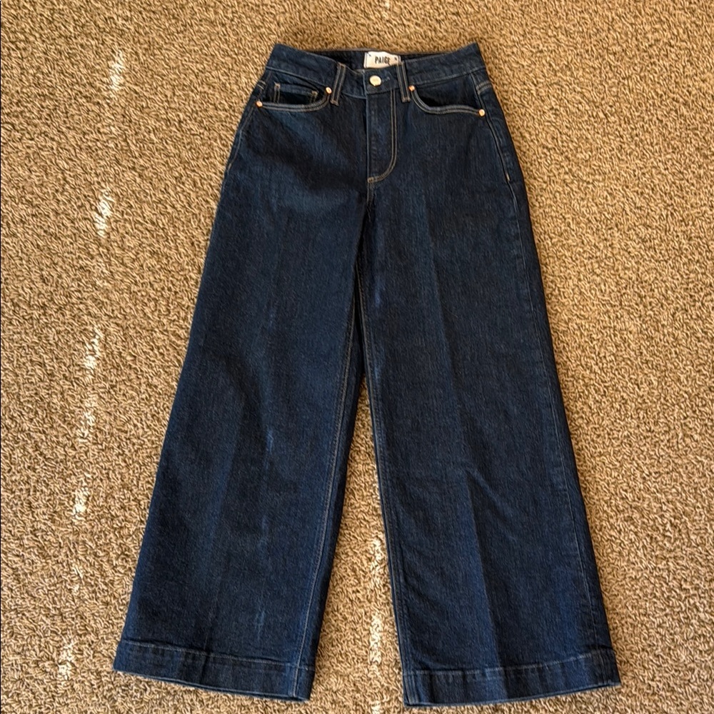 PAIGE Dark Blue Flare & Wide Leg Jeans